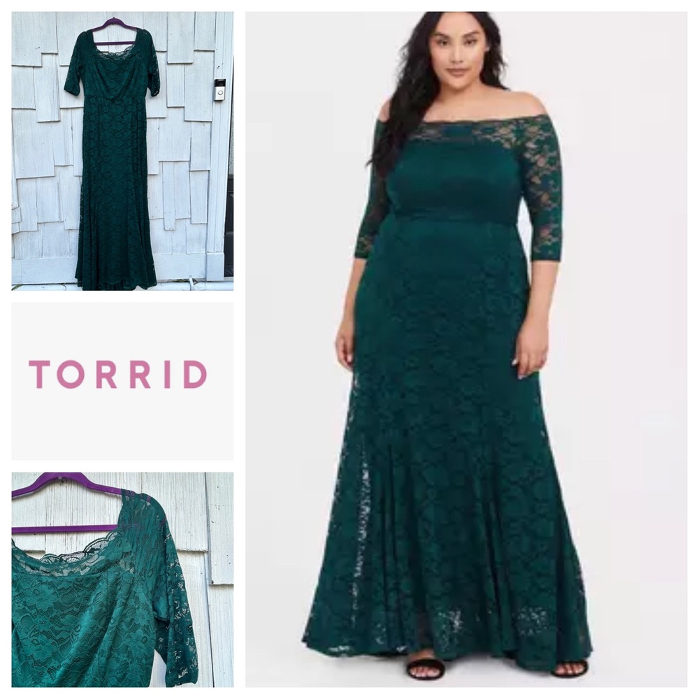 Torrid Green Lace Maxi Dress